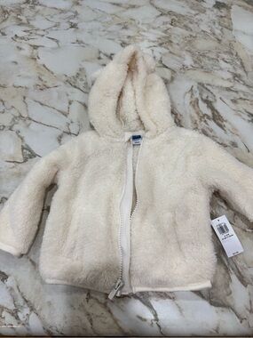 Old Navy Cream Plush Hooded Jacket for Baby